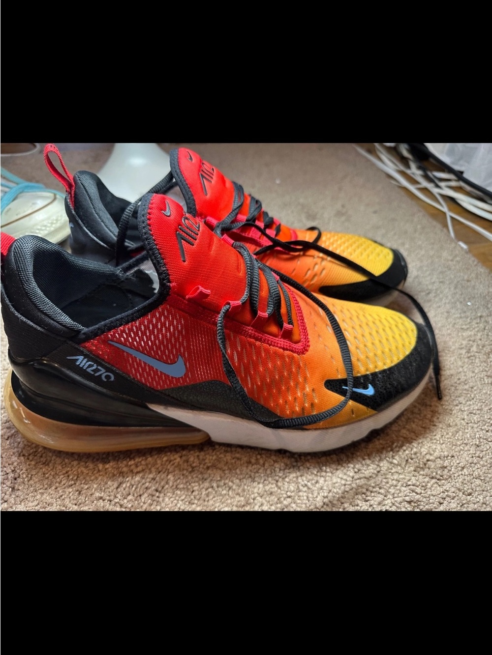 Nike Men's Gradient Red and Orange Air Max 270 Sneakers